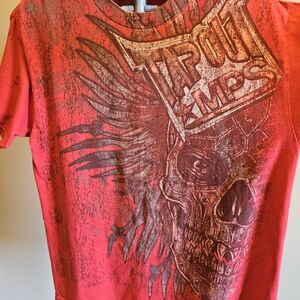 Tapout MPS Shirt Mens L Red Winged Skull MMA Y2K Distressed Grunge Vintage AOP
